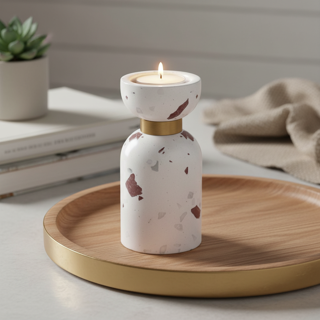 Luna Terrazzo Marble Candle Holder