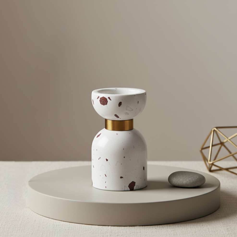 Luna Terrazzo Marble Candle Holder