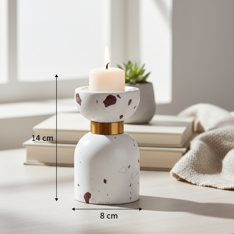 Luna Terrazzo Marble Candle Holder