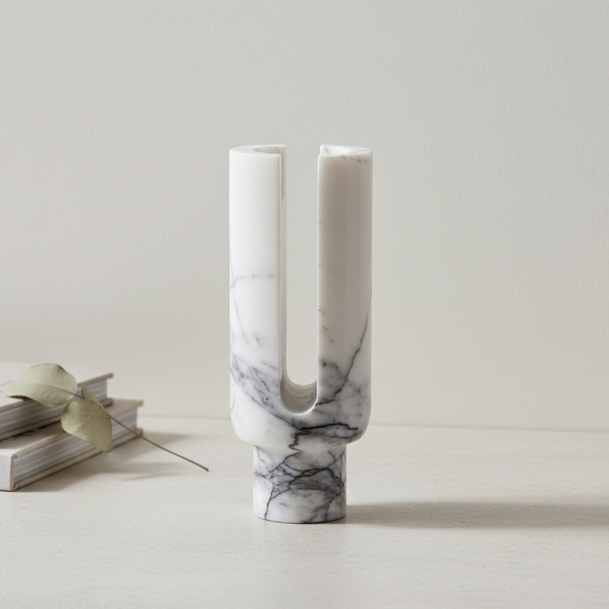 Vega Sculpted Marble Candle Holder