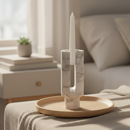 Vega Sculpted Marble Candle Holder