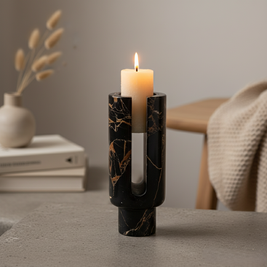 Vega Sculpted Marble Candle Holder