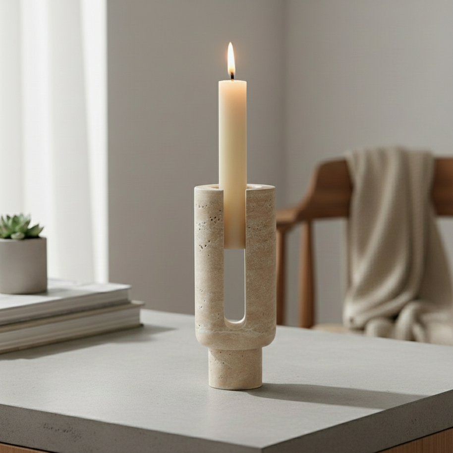 Vega Sculpted Marble Candle Holder