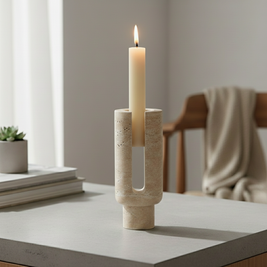 Vega Sculpted Marble Candle Holder
