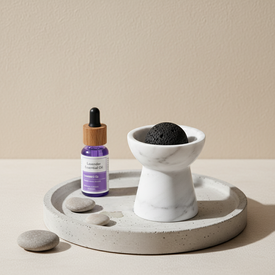 Solora Marble Aromatherapy Cup – Solid Stone with Lava Core