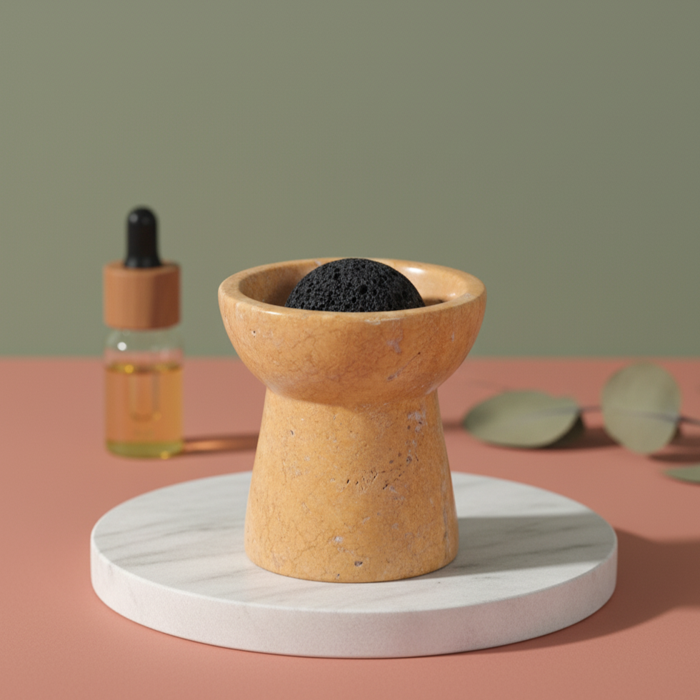 Solora Marble Aromatherapy Cup – Solid Stone with Lava Core