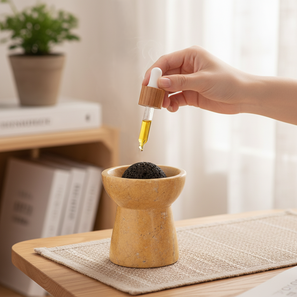 Solora Marble Aromatherapy Cup – Solid Stone with Lava Core