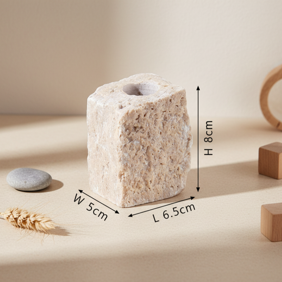 Rustic Marble Block Candle Holder
