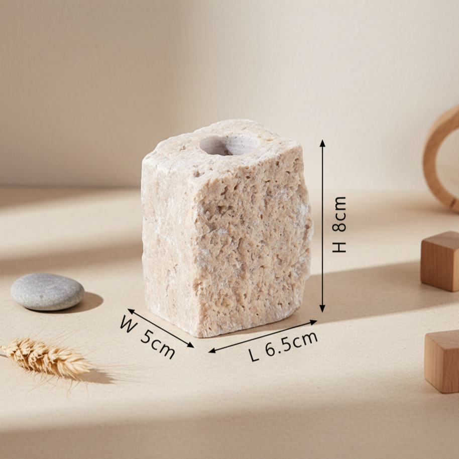Rustic Marble Block Candle Holder
