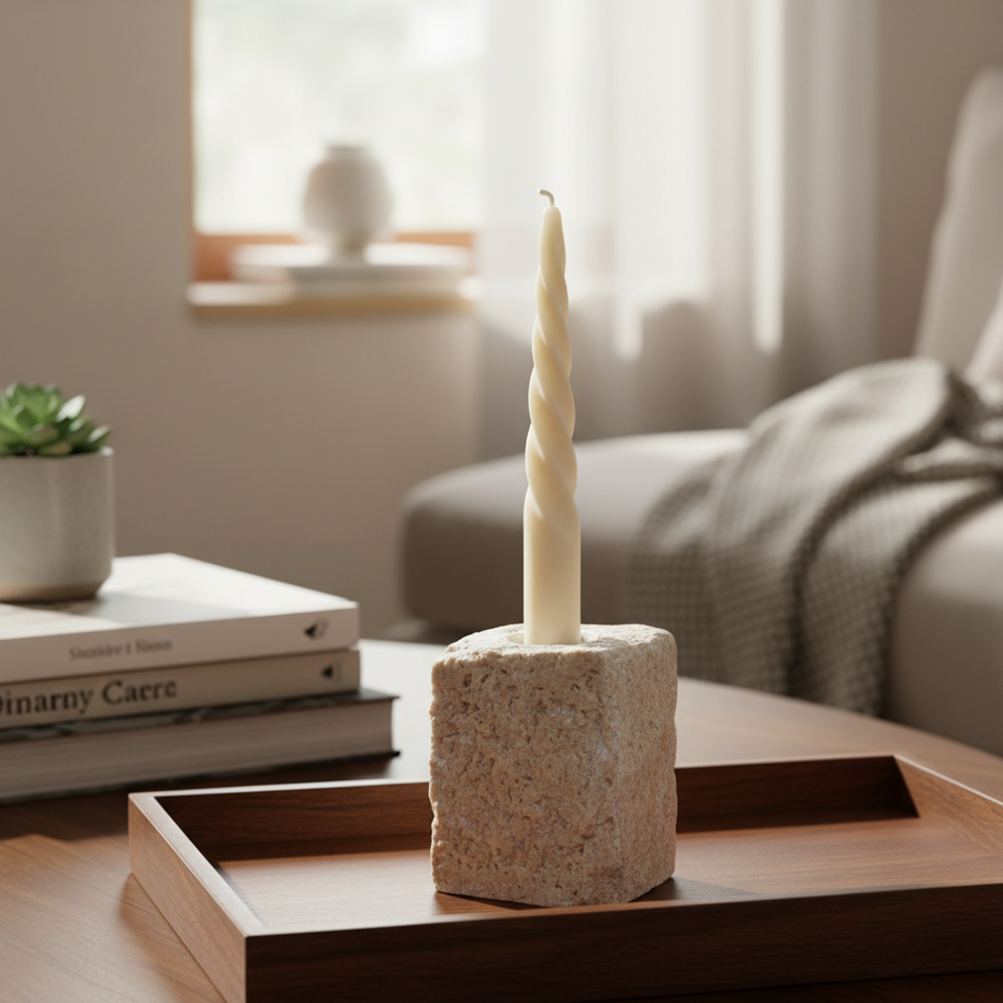 Rustic Marble Block Candle Holder