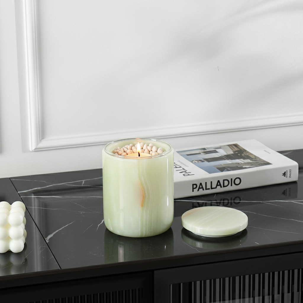 Celestia Solid Marble Aromatherapy Jar - 10 × 13 cm