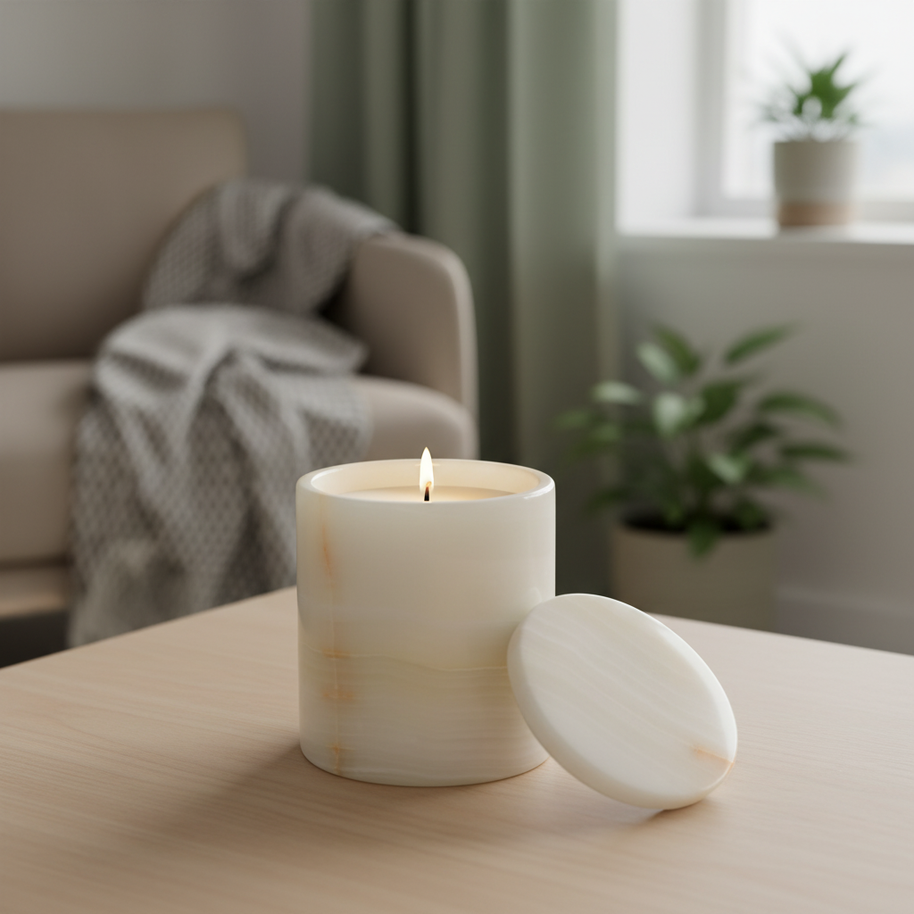 Celestia Solid Marble Aromatherapy Jar - 10 × 13 cm