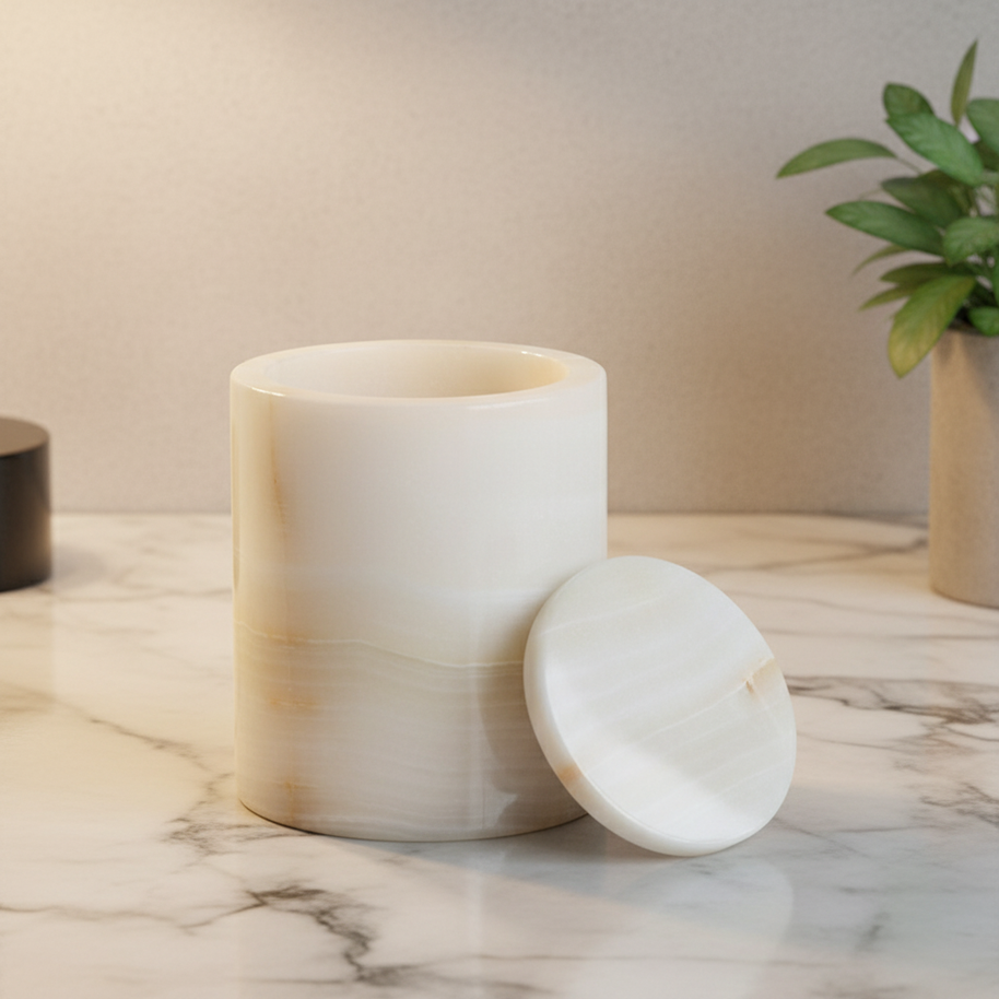Celestia Solid Marble Aromatherapy Jar - 10 × 13 cm