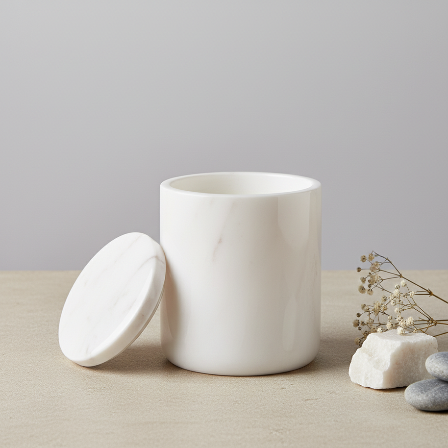 Celestia Solid Marble Aromatherapy Jar - 10 × 13 cm