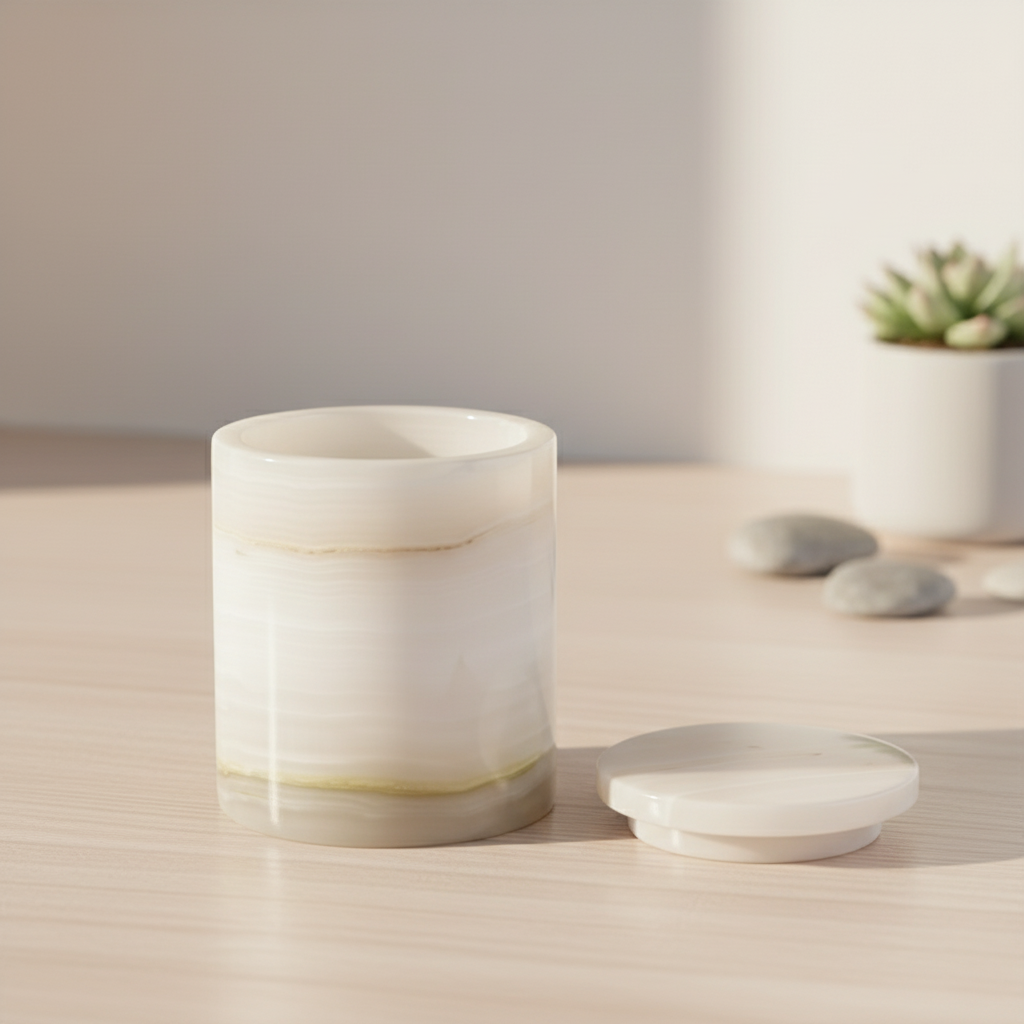 Celestia Marble Aromatherapy Jar - 8 × 10.5 cm