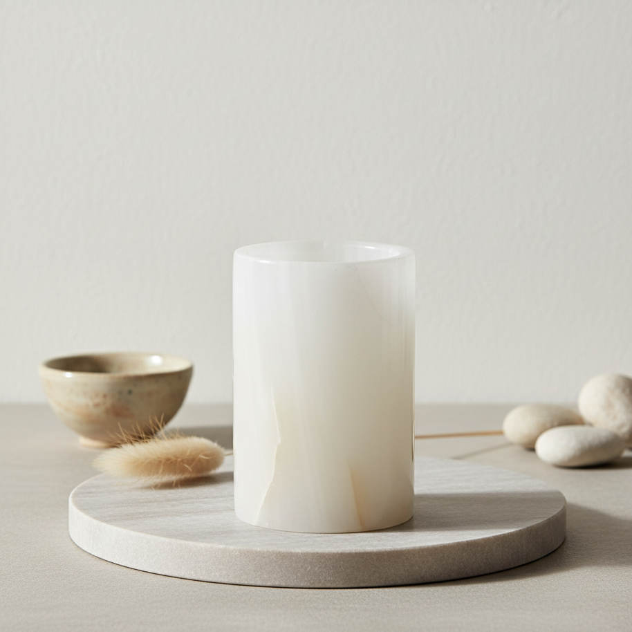 Solider Steinhhalter für Kerzen | Luxuriöser Marmor Wohnakzent