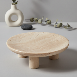 Arco Travertine Fruit Pedestal Tray