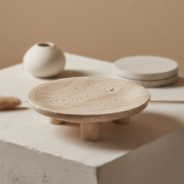 Arco Travertine Fruit Pedestal Tray