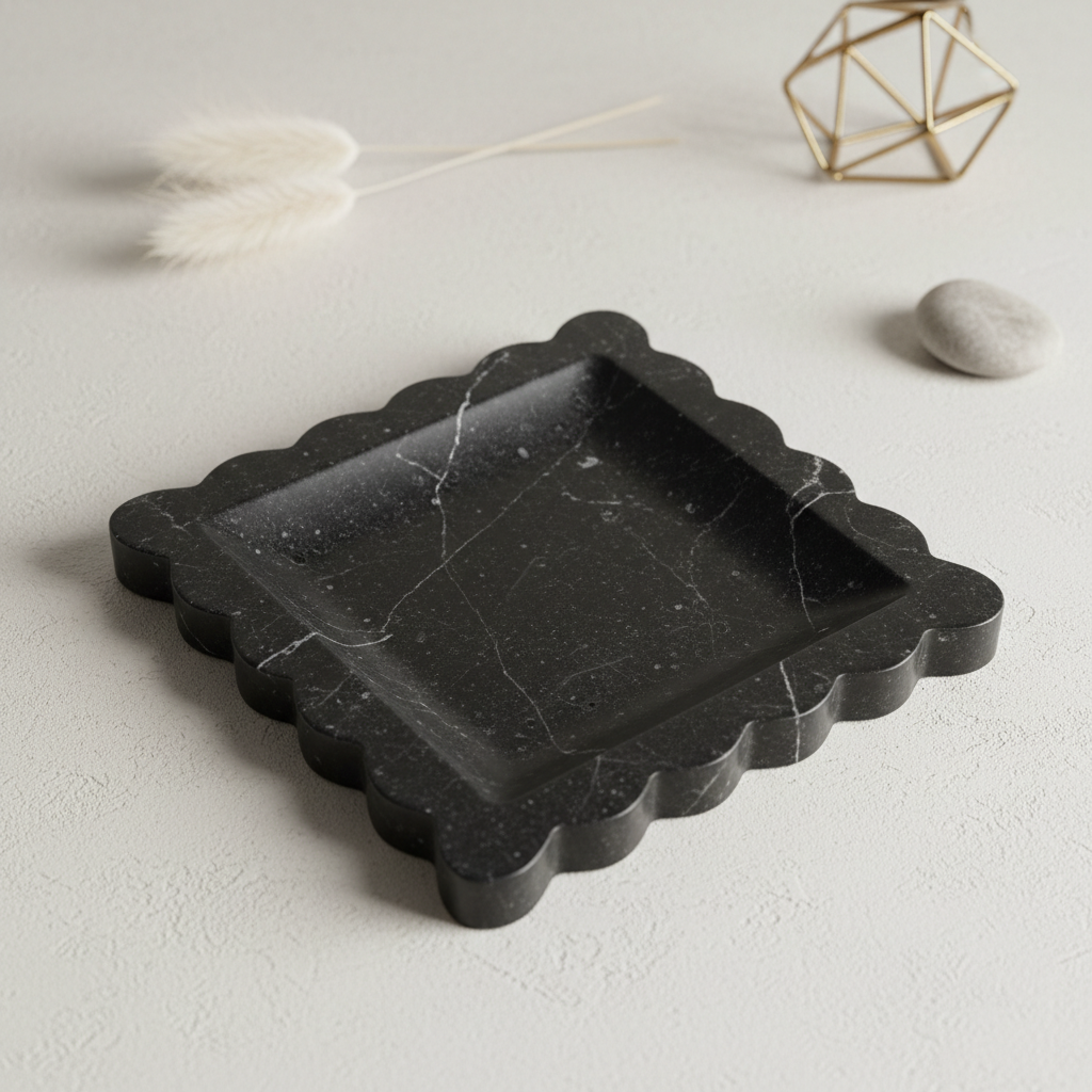 Ridgewave Marmor Tablett – Geformte quadratische Ablageschale