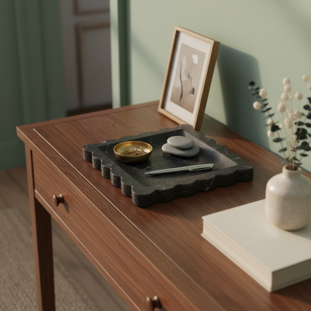 Ridgewave Marmor Tablett – Geformte quadratische Ablageschale