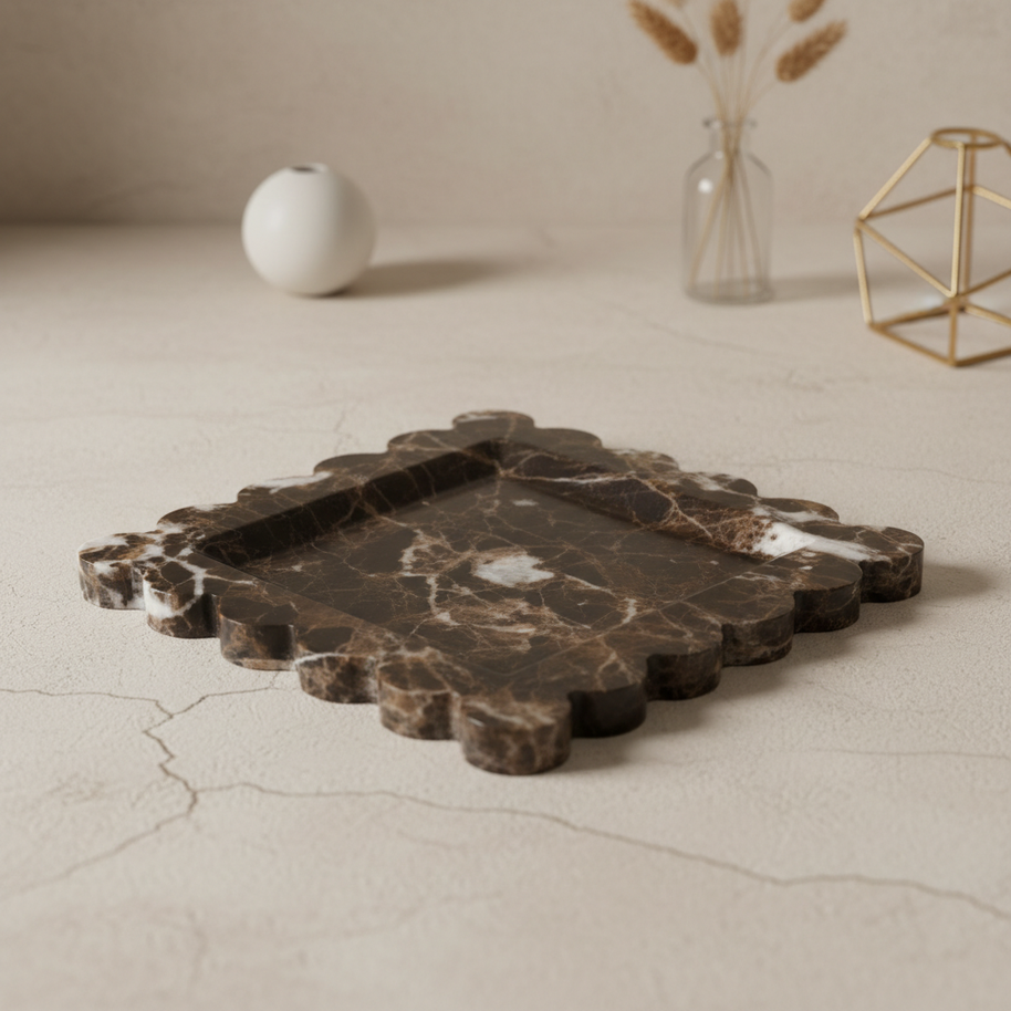 Ridgewave Marmor Tablett – Geformte quadratische Ablageschale
