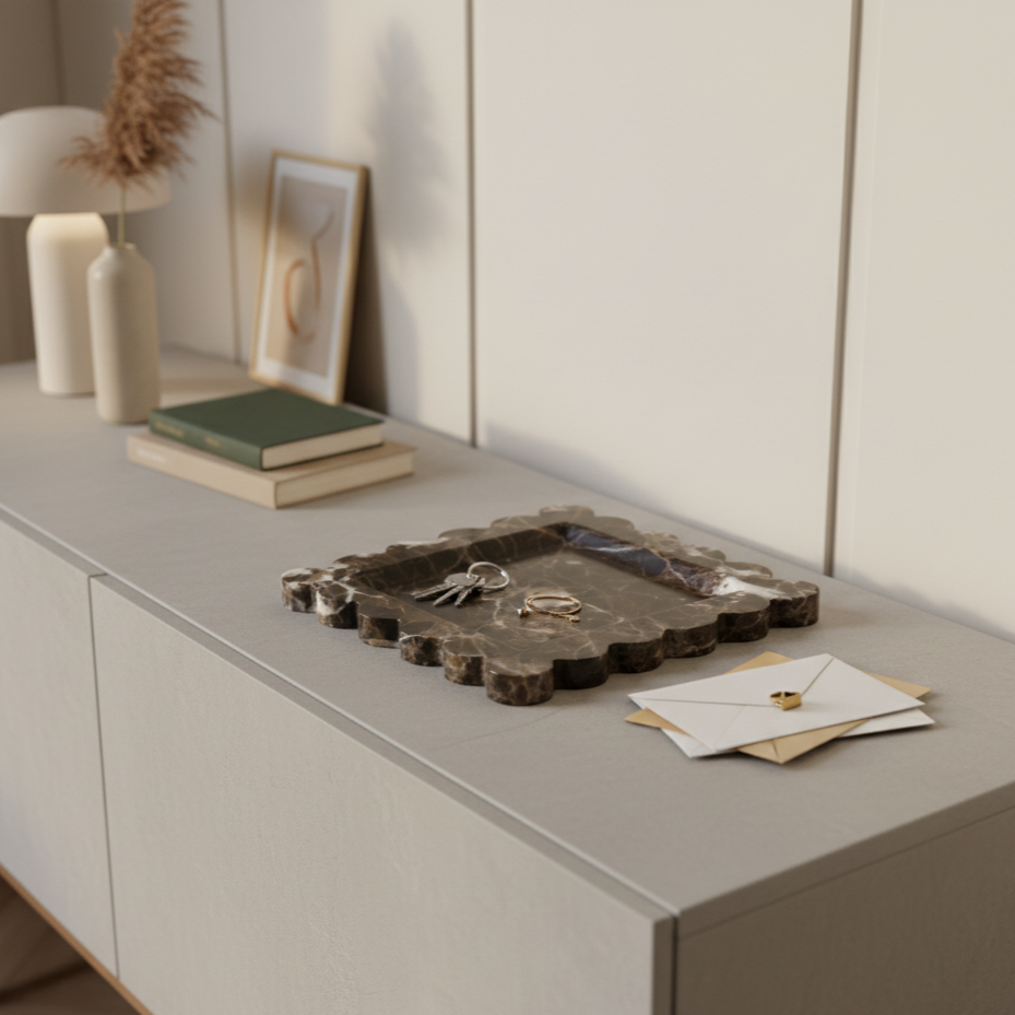 Ridgewave Marmor Tablett – Geformte quadratische Ablageschale
