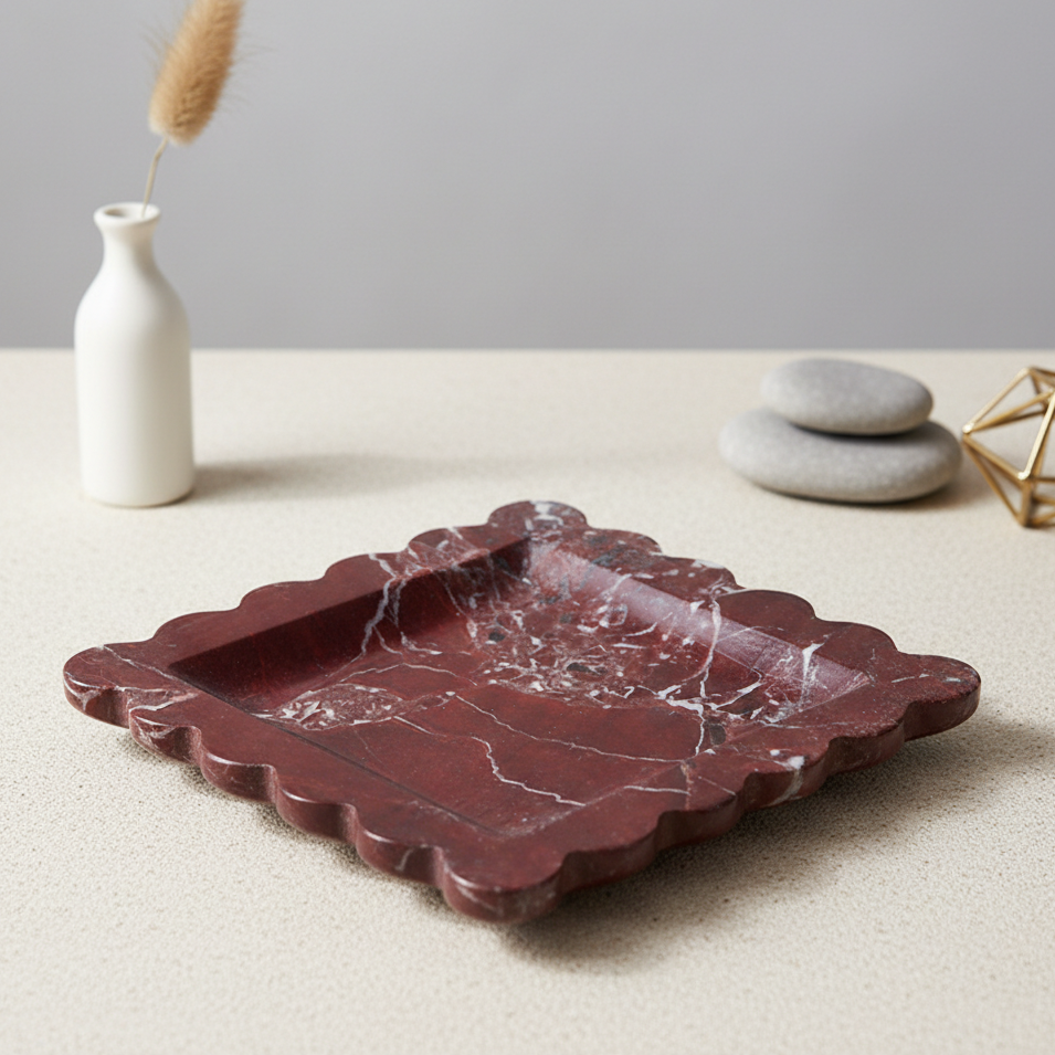 Ridgewave Marmor Tablett – Geformte quadratische Ablageschale