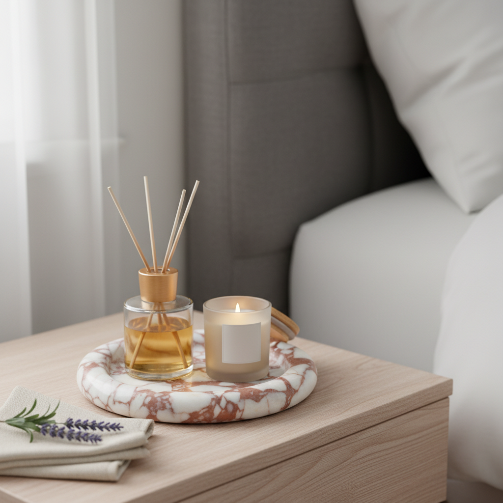 Halostone Marble Tray – Round Solid Stone Catchall