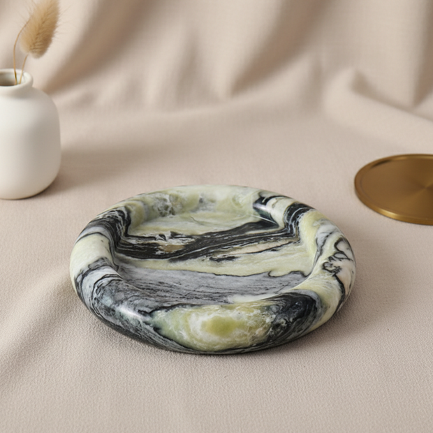 Halostone Marble Tray – Round Solid Stone Catchall