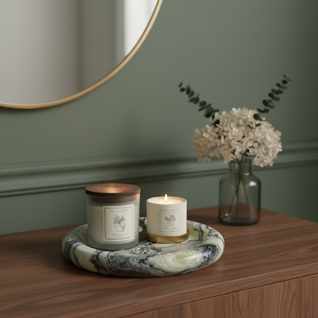 Halostone Marble Tray – Round Solid Stone Catchall