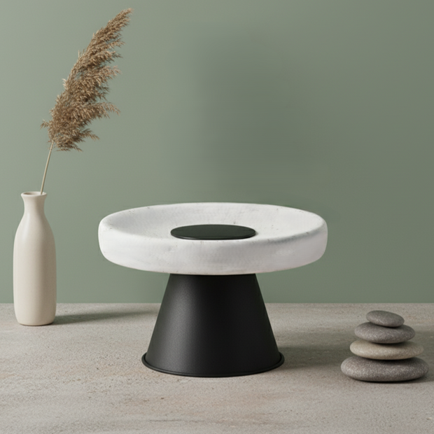 White Travertine Pedestal Stand