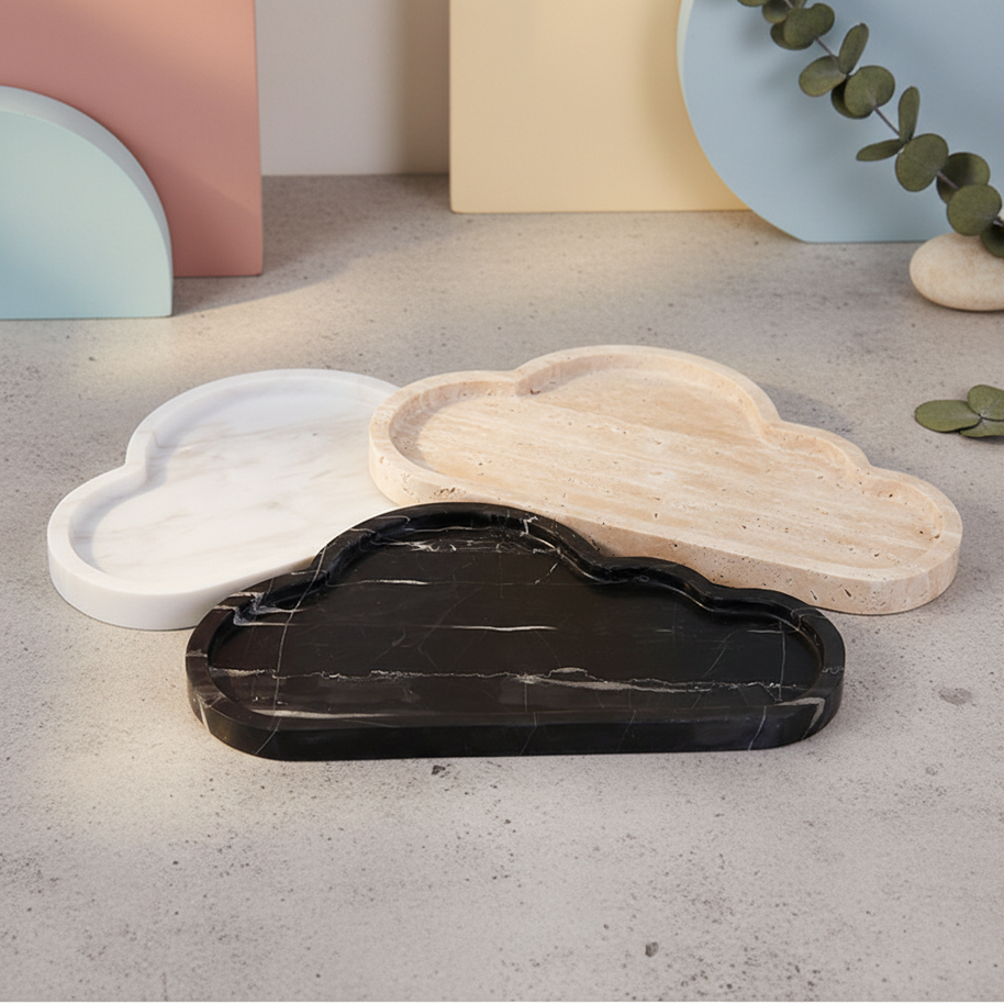 Cloudcrest Marble Tray – Sculpted Cloud Catchall