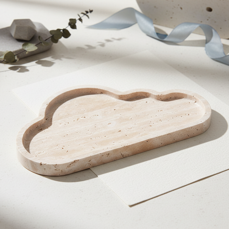 Cloudcrest Marble Tray – Sculpted Cloud Catchall