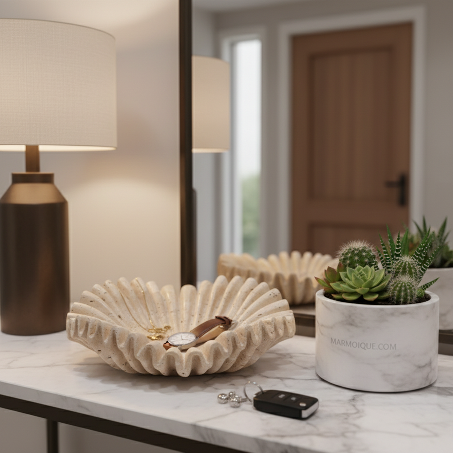 Rippled Travertine Tray