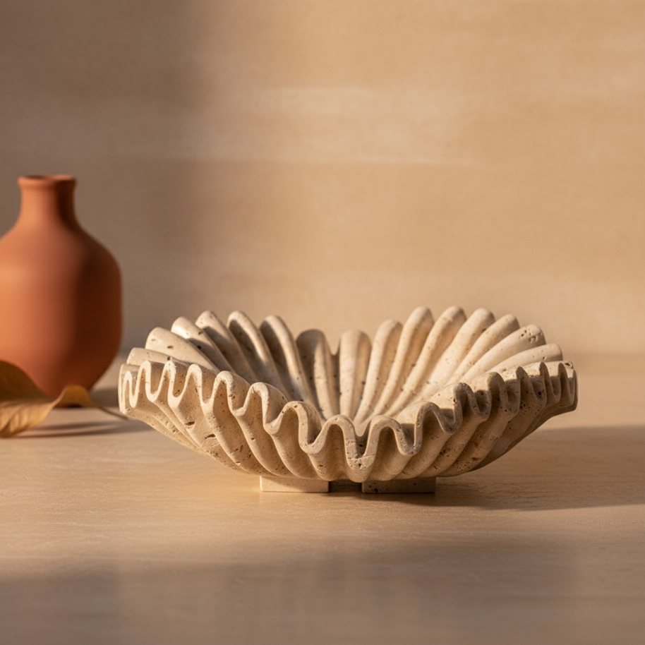 Rippled Travertine Tray