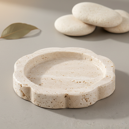 Petalstone Marble Tray – Scalloped Solid Stone Dish