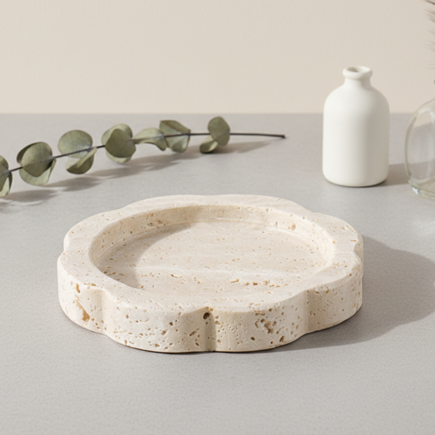 Petalstone Marble Tray – Scalloped Solid Stone Dish