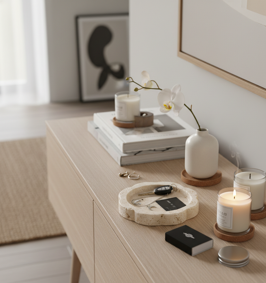 Petalstone Marble Tray – Scalloped Solid Stone Dish