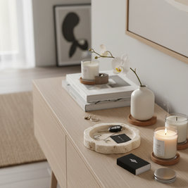 Petalstone Marble Tray – Scalloped Solid Stone Dish