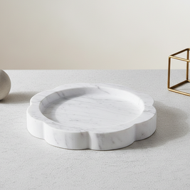 Petalstone Marble Tray – Scalloped Solid Stone Dish