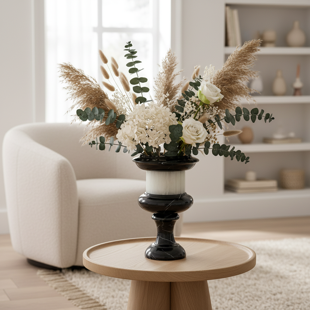 Velora Marble Vase – Pedestal Accent Piece