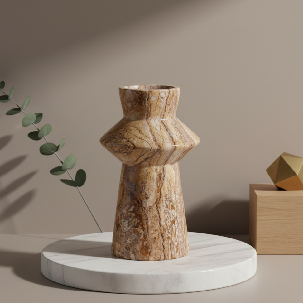 Terranova Marble Vase – Geometric Artisan Design
