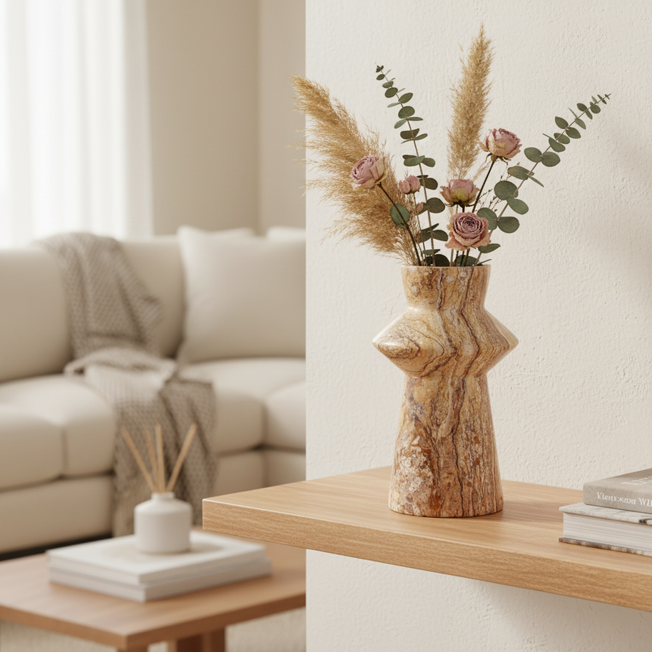 Terranova Marble Vase – Geometric Artisan Design