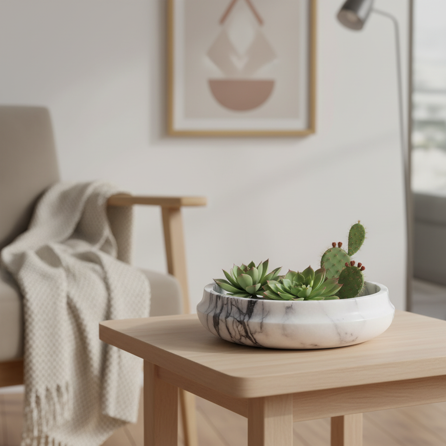 Lunaris Marble Planter – Contemporary Stone Craft