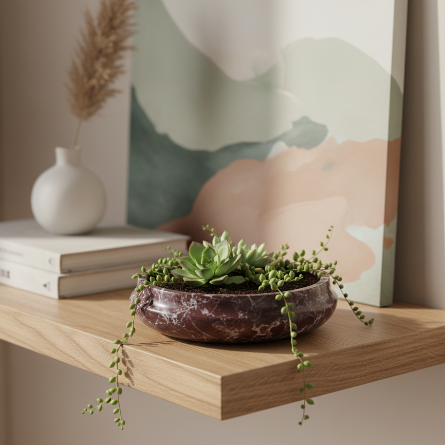 Lunaris Marble Planter – Contemporary Stone Craft