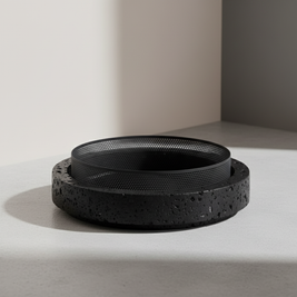 Sculpted Marble Planter with Metal Rim – 30x7 cm