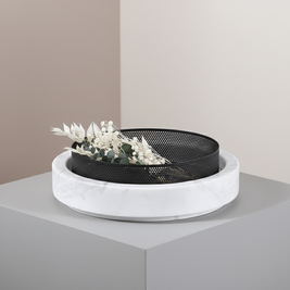 Lume Marble Stone Planter with Metal Rim – 25 x 7 cm