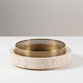 Lume Marble Stone Planter with Metal Rim – 25 x 7 cm