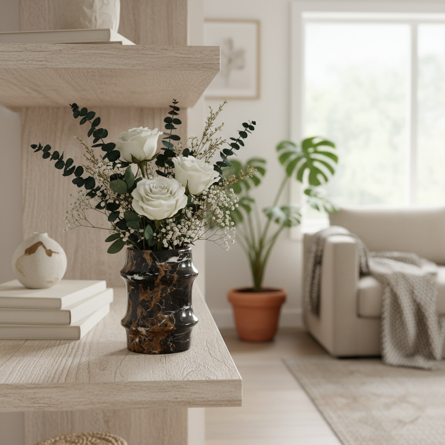 Verona Sculpted Marble Stone Vase