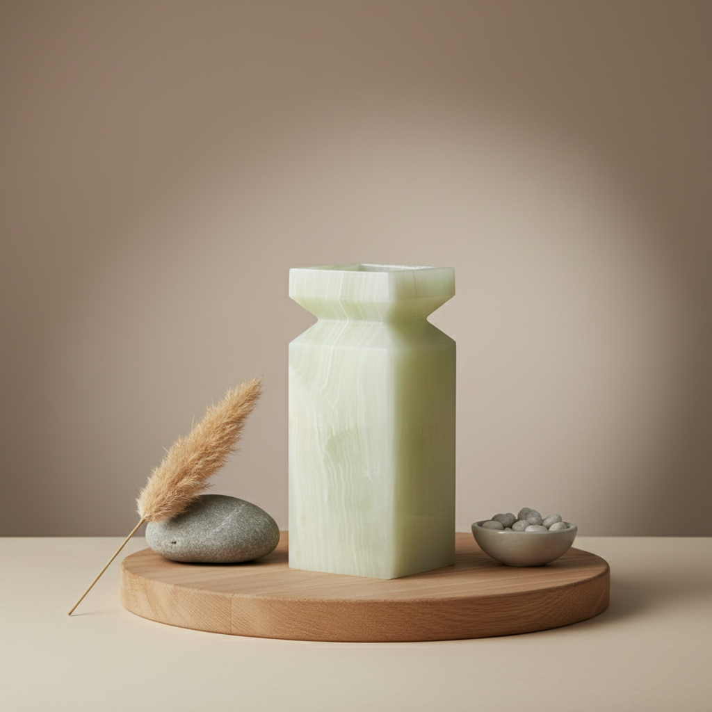 Aquila Geometric Marble Stone Vase